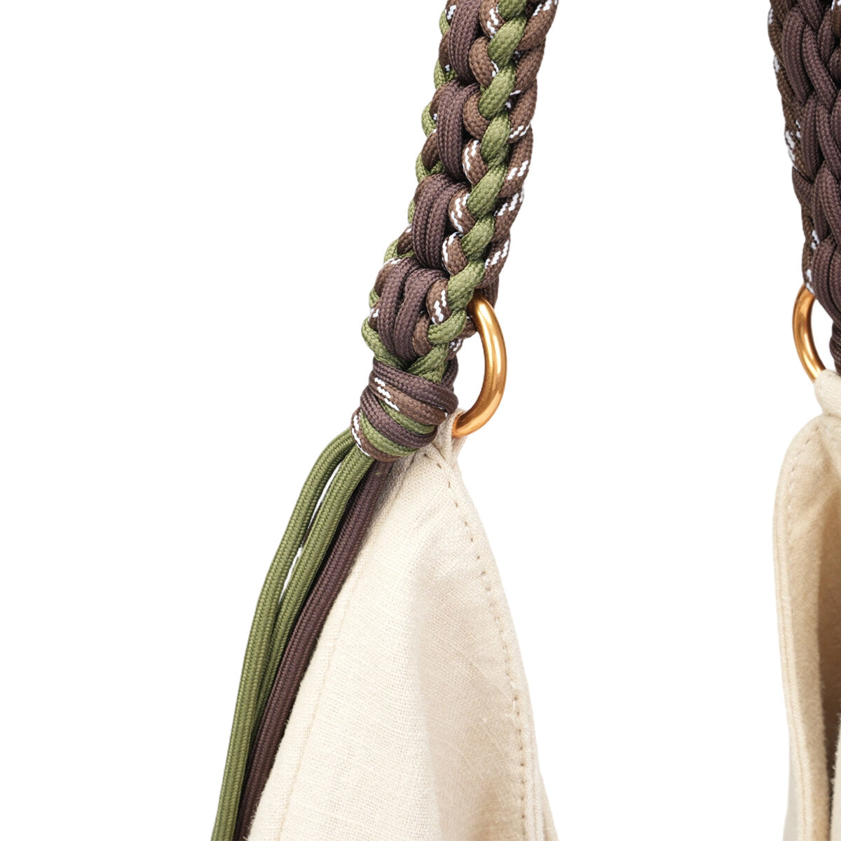 Natural Ramie Canvas Braided Handle Tote Bag – Large Capacity Lightweight Shoulder Bag