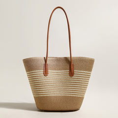 Natural Straw Woven Basket Tote Bag