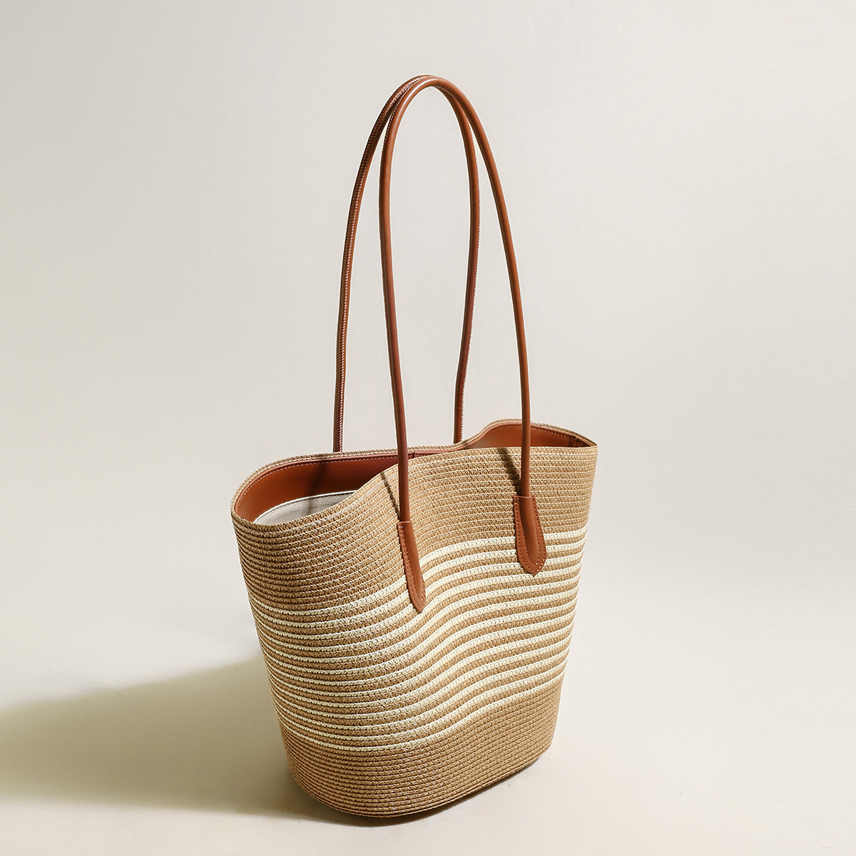 natural straw woven basket tote bag sand 2