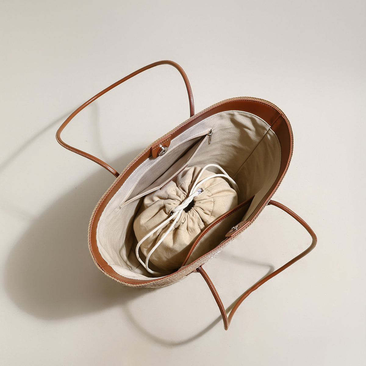 natural straw woven basket tote bag sand 3