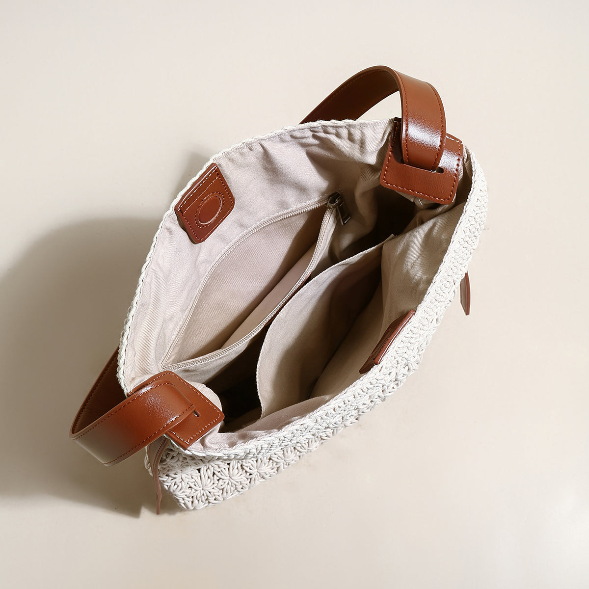 natural straw woven tote bag white 3