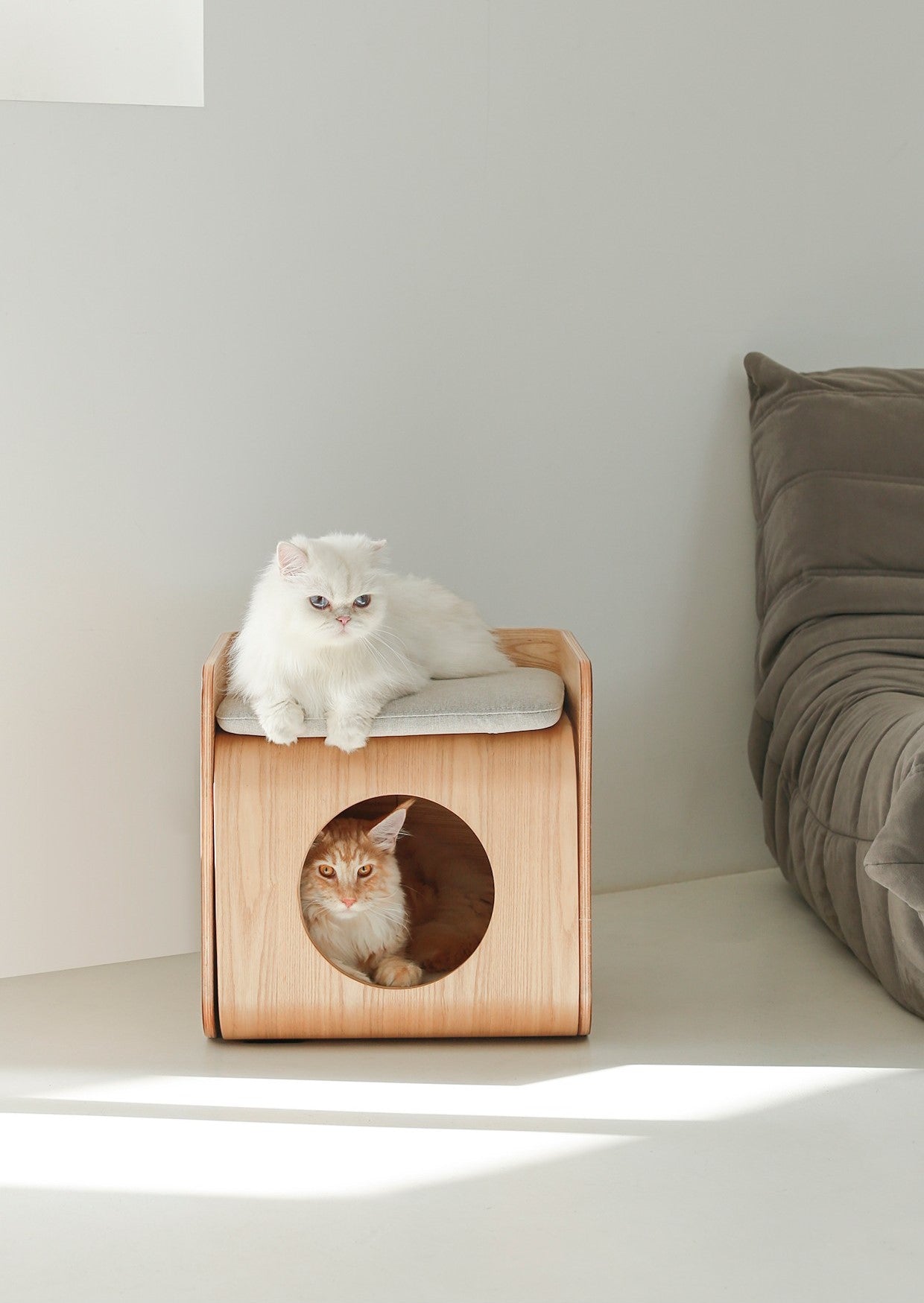 natural wood cat bed house 1
