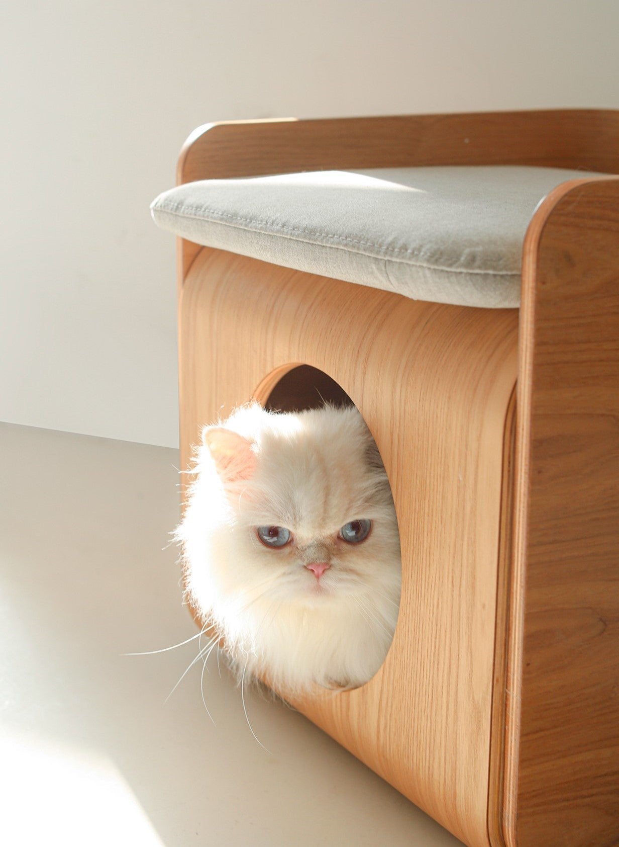 natural wood cat bed house 2