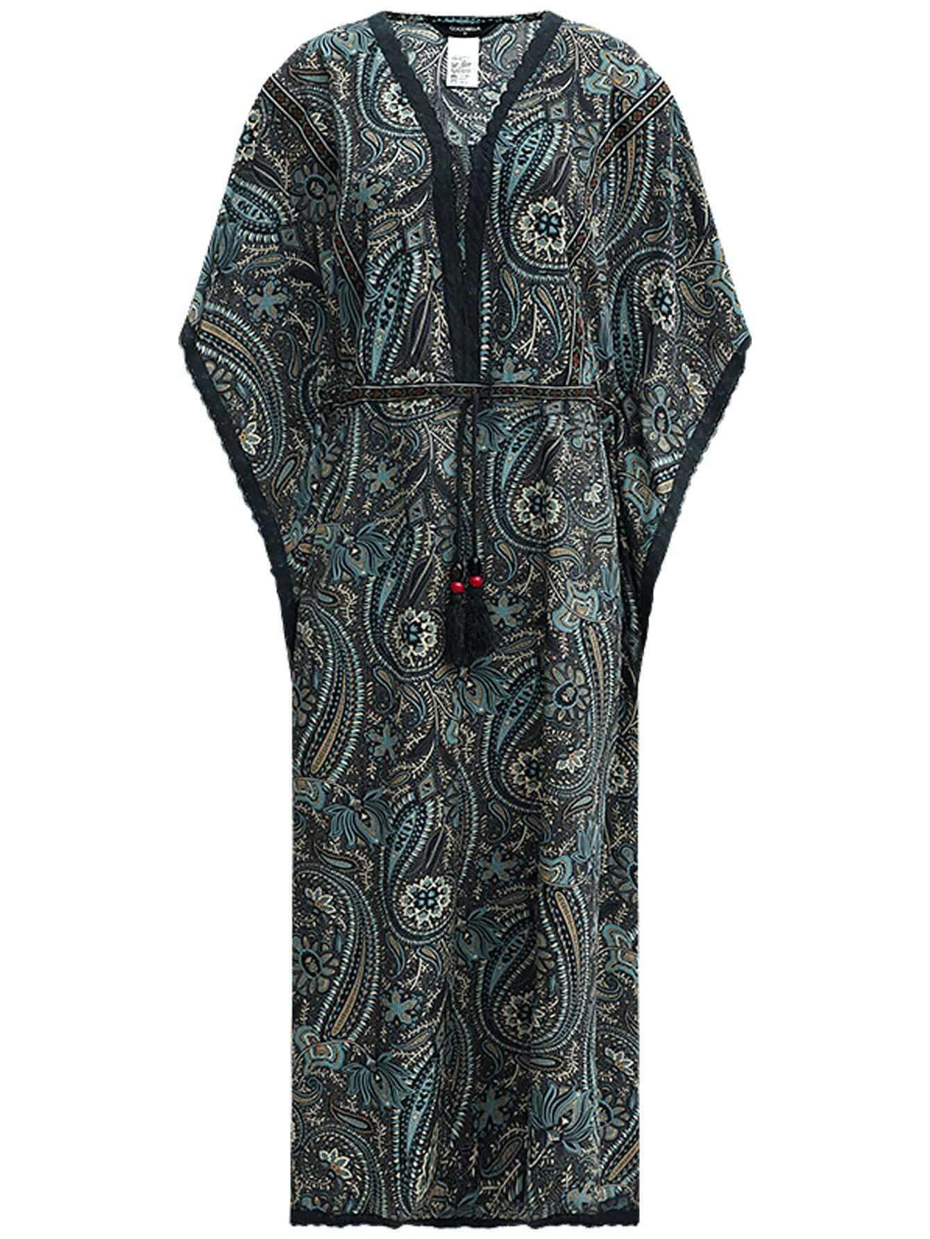 navy paisley batwing vacation dress all navy 4