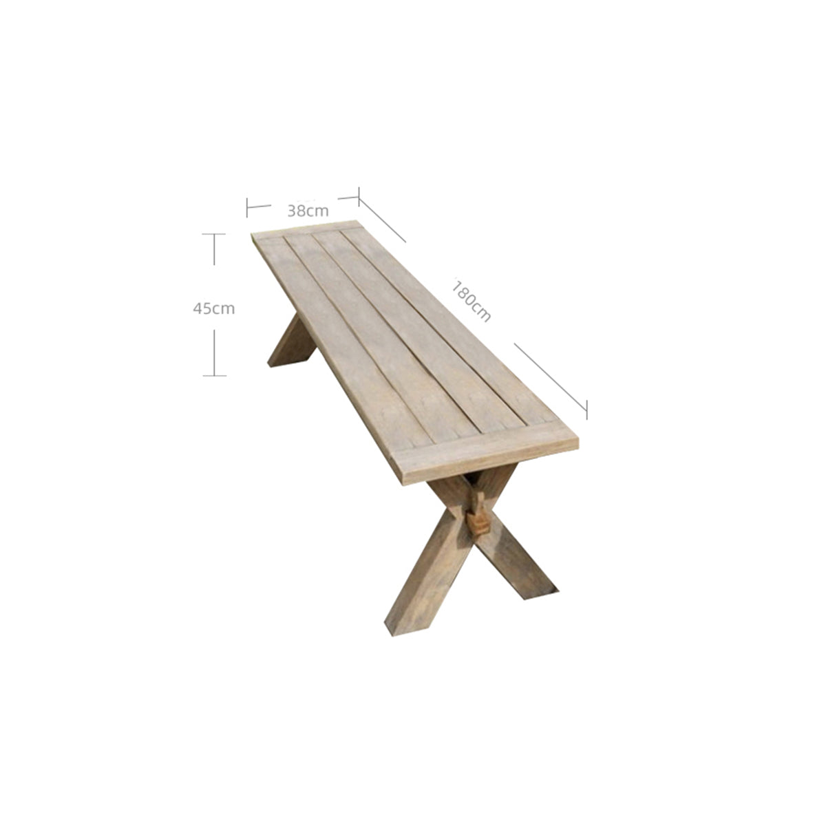 nicara natural teak bench 1.8m sand 3