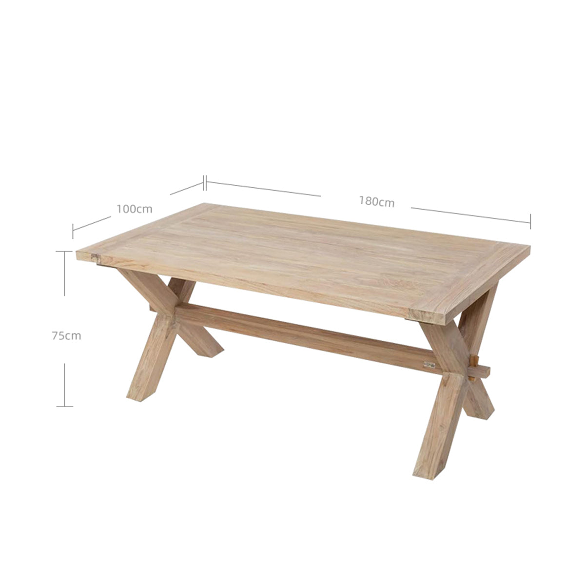 nicara teak long table 1.8m sand 3