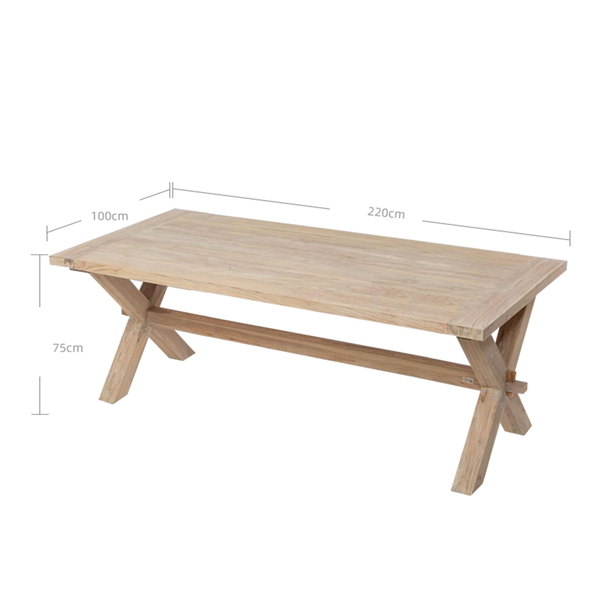 nicara teak long table 2.2m sand 3