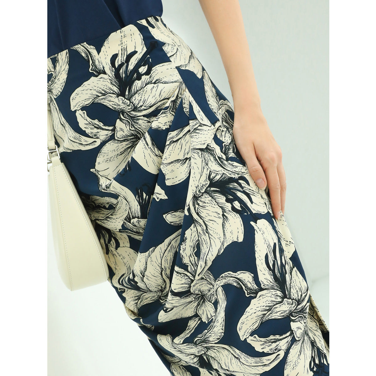 night lily shirring navy chiffon wrap skirt all navy 3