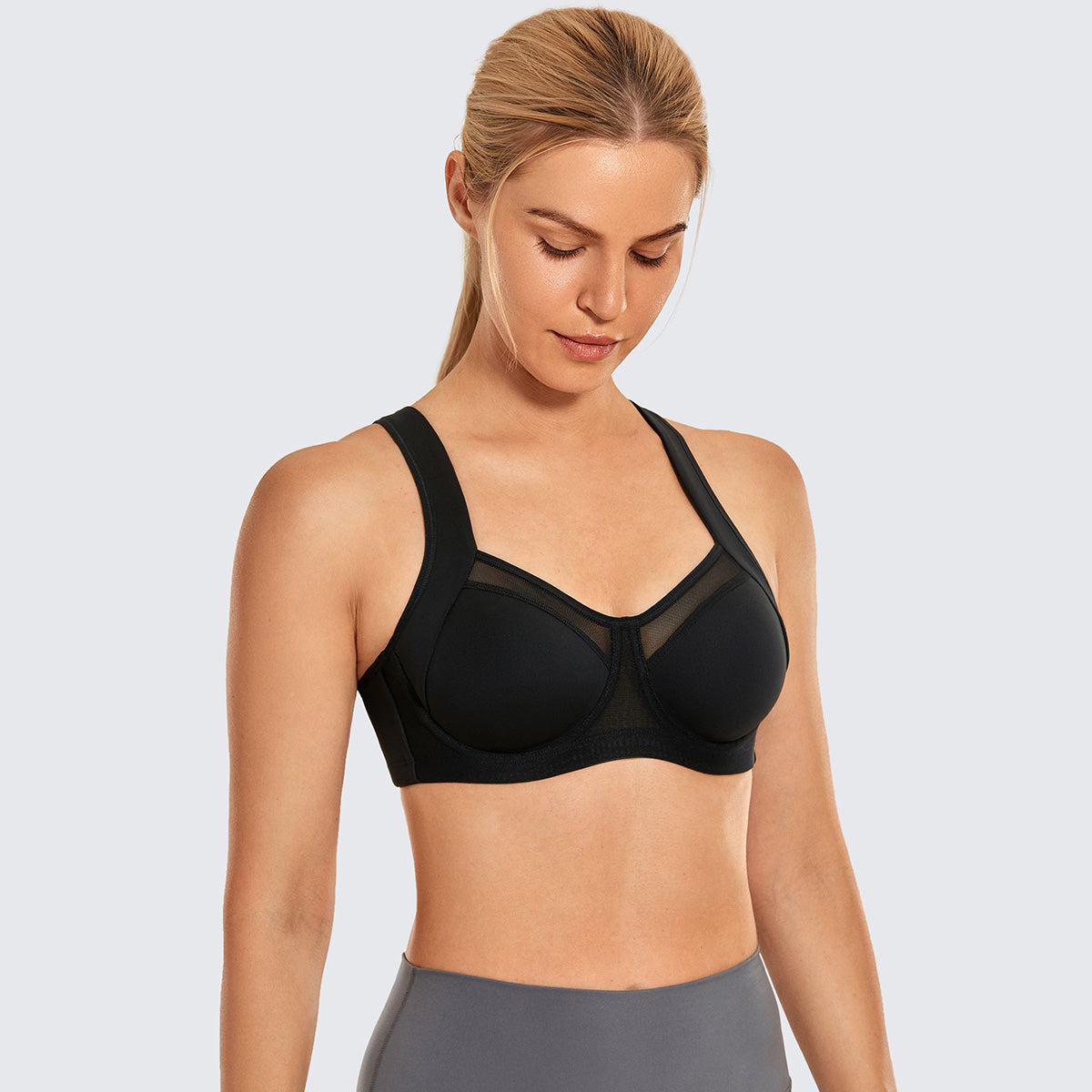 no bounce high support running bra all black 3