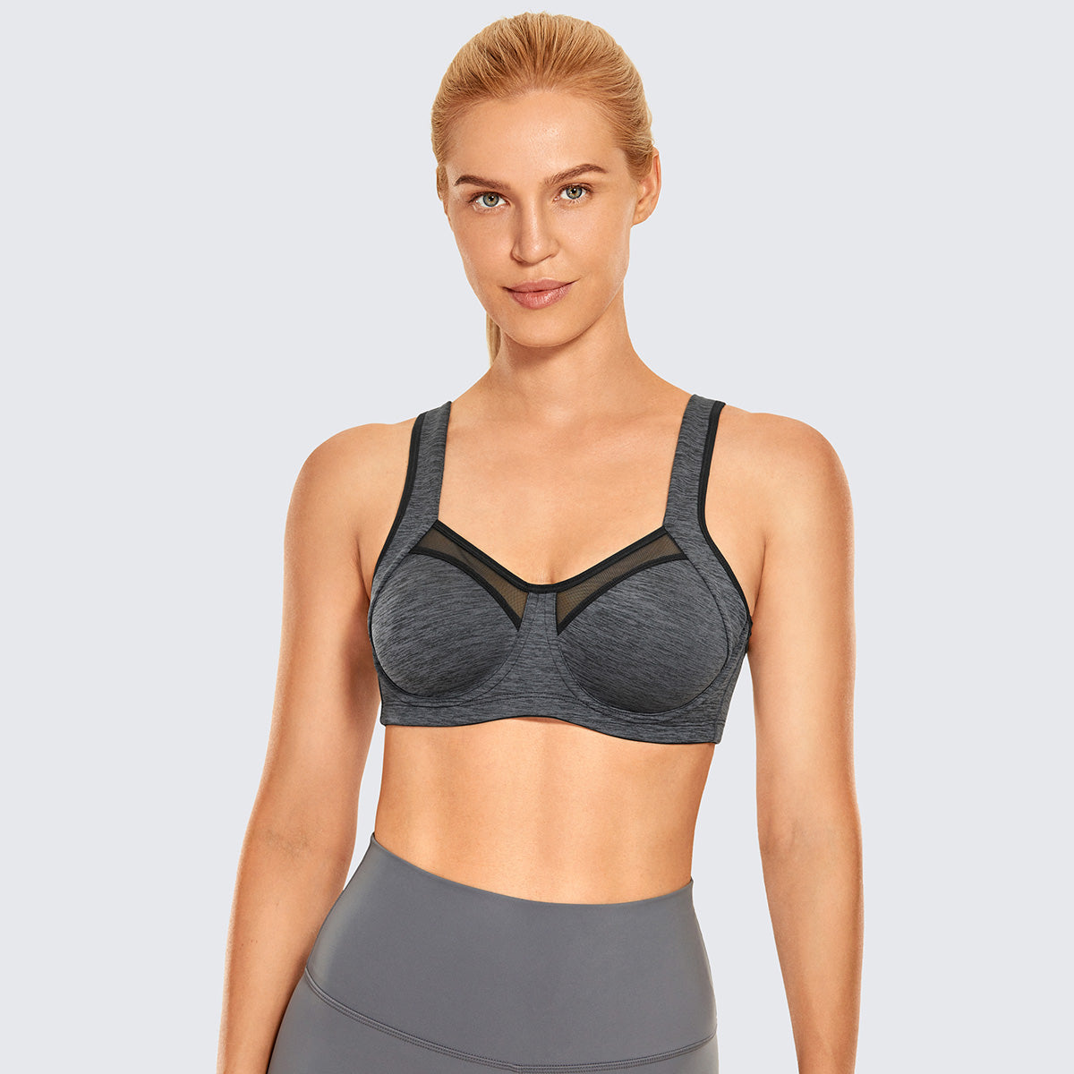 no bounce high support running bra all charcoal 1