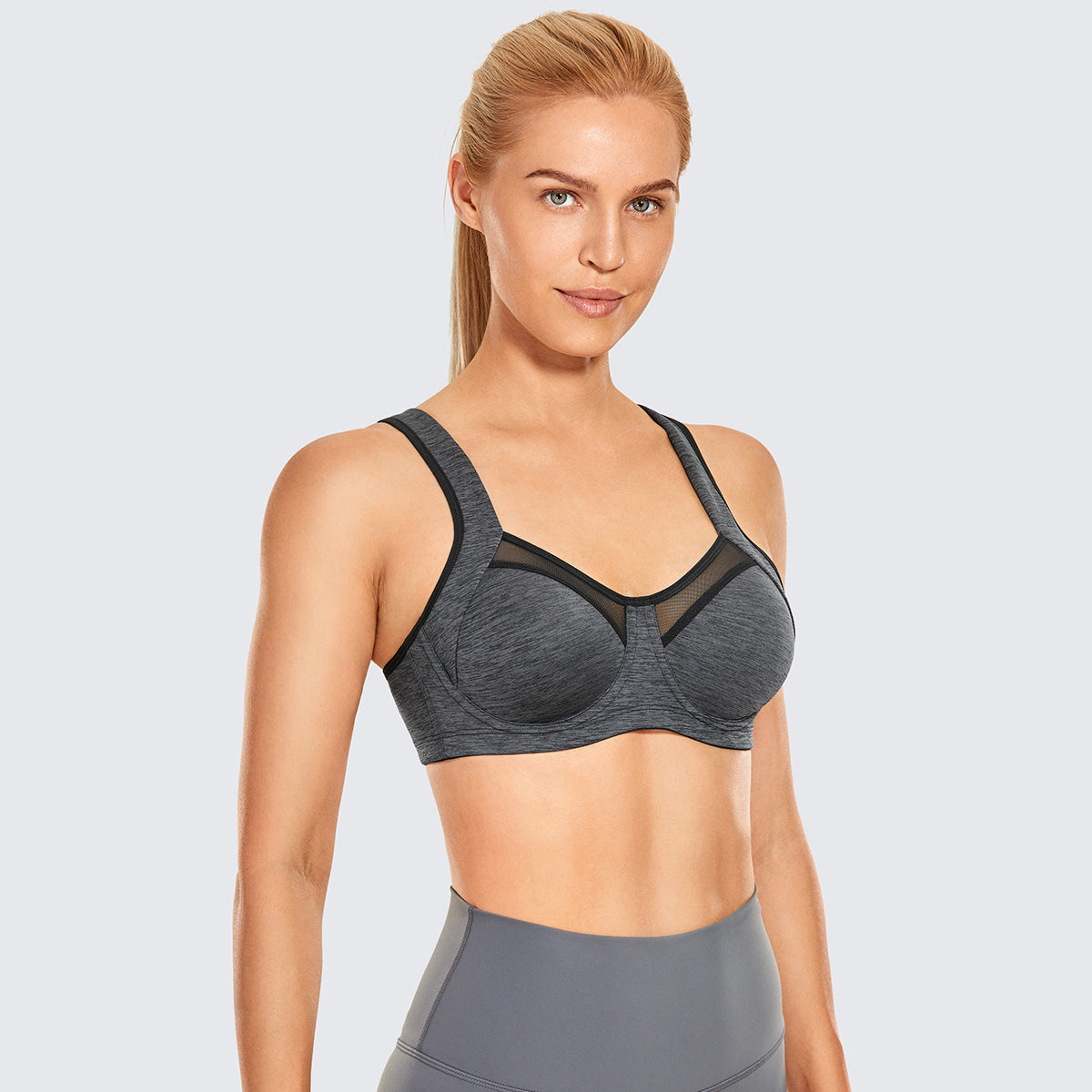 no bounce high support running bra all charcoal 2