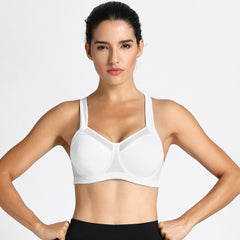 No Bounce High Support White Workout Bra
