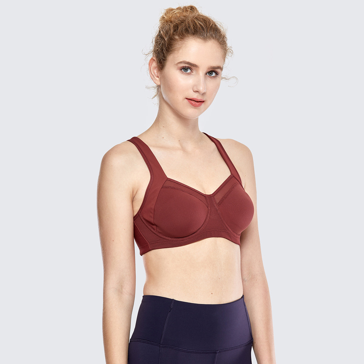 no bounce high support workout bra all brown 2