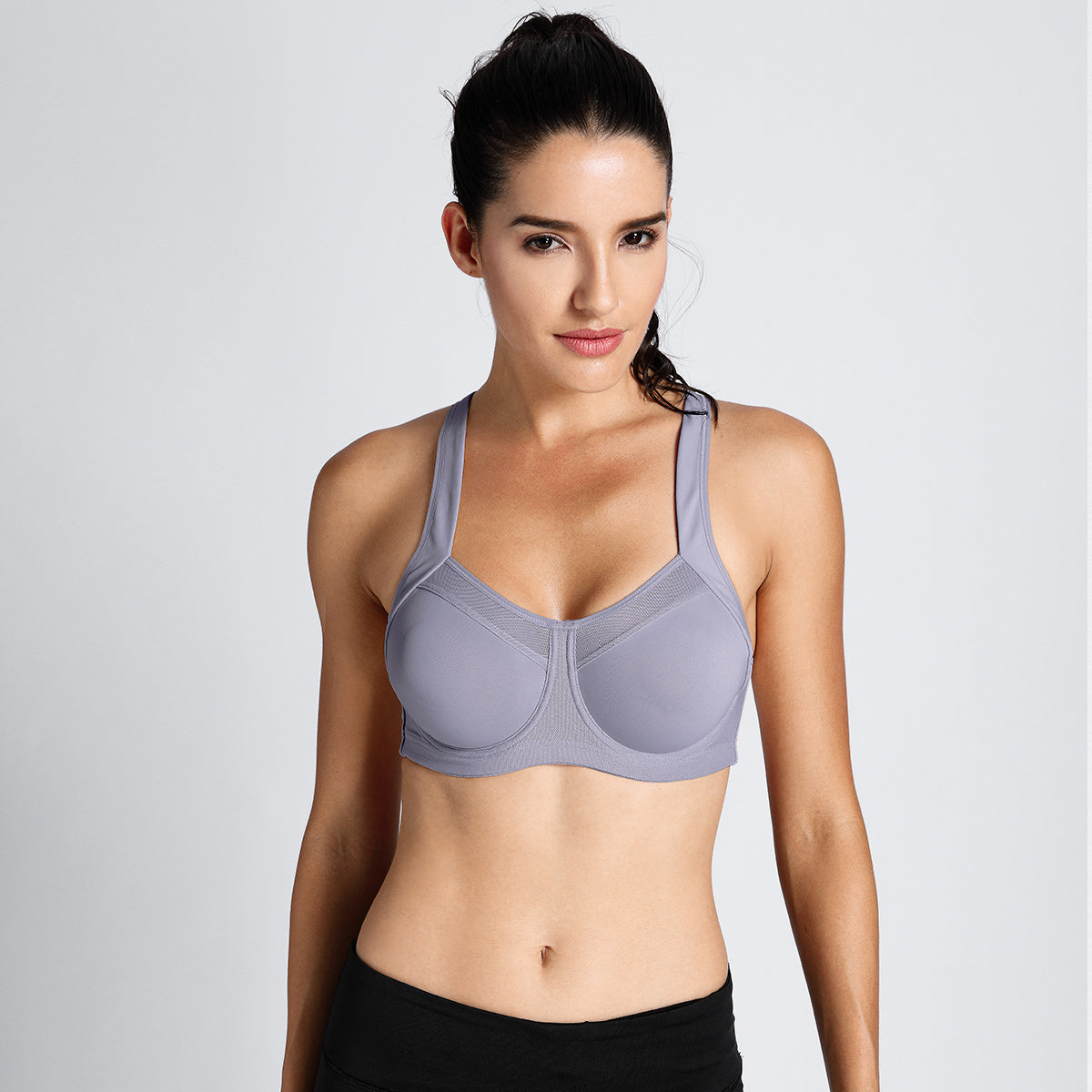 no bounce high support workout bra all grey 1