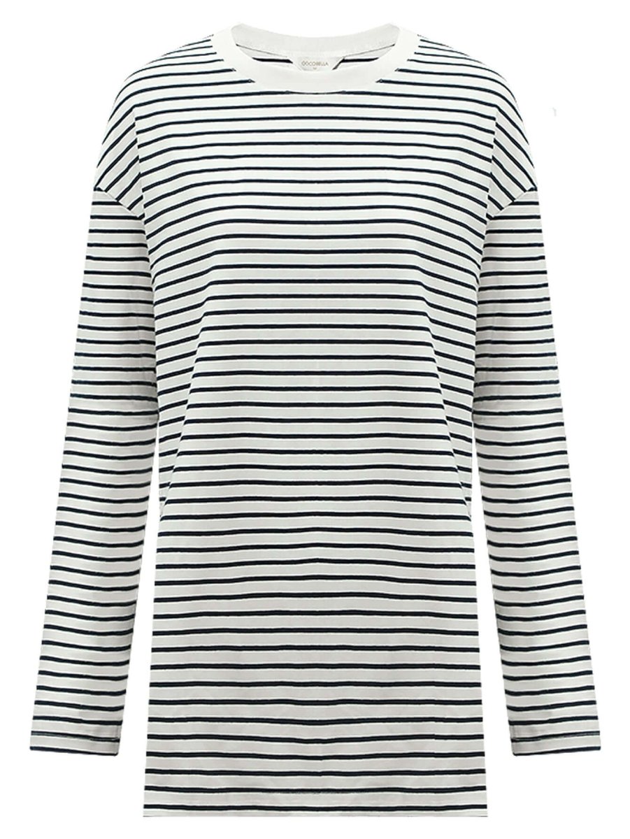nonchalant black and white striped long sleeve tee all stripe 4