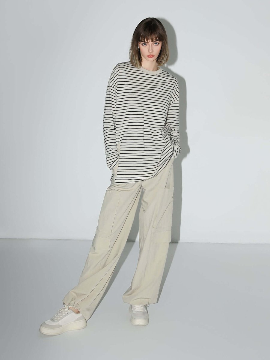 nonchalant black and white striped long sleeve tee all stripe 1