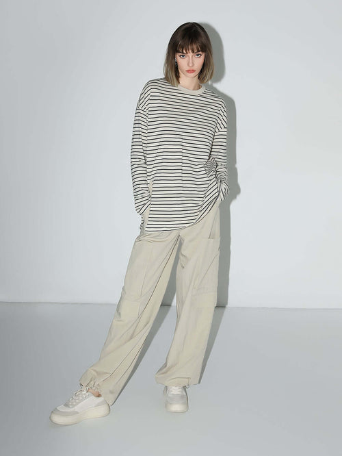 nonchalant black and white striped long sleeve tee all stripe 1