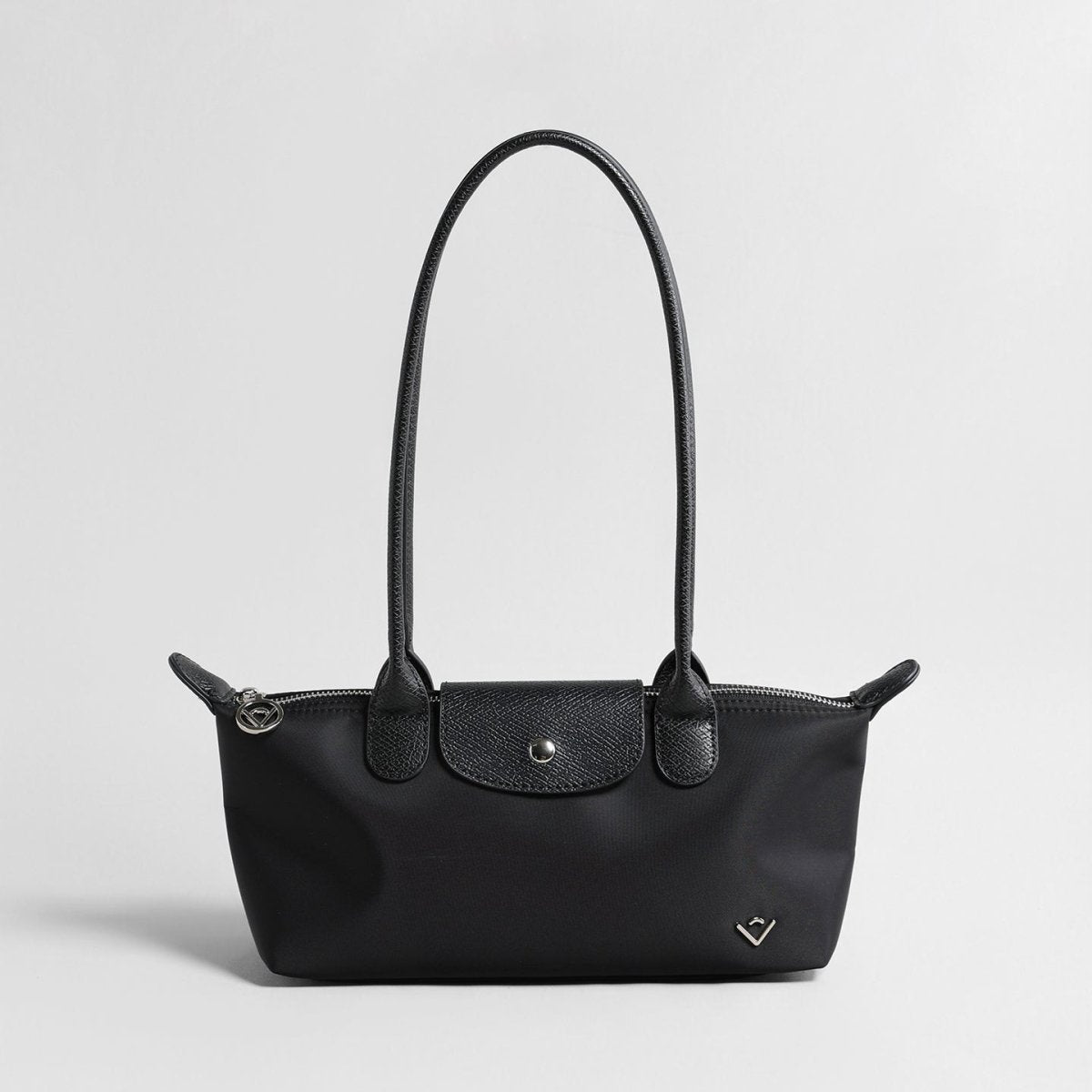 Nylon Dumpling Shoulder Bag – Water-Resistant Underarm Bag with Leather Trim