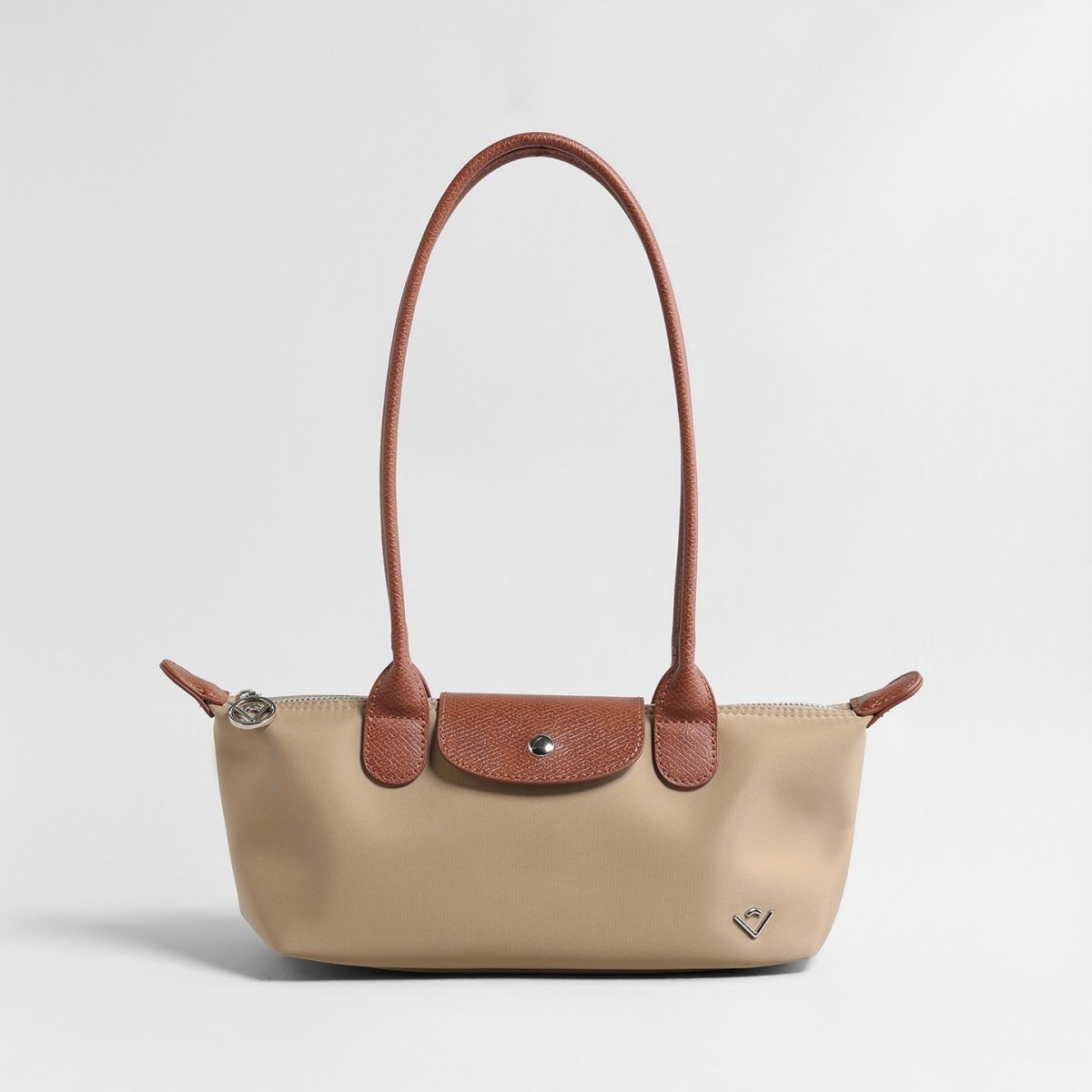 Nylon Dumpling Shoulder Bag – Water-Resistant Underarm Bag with Leather Trim
