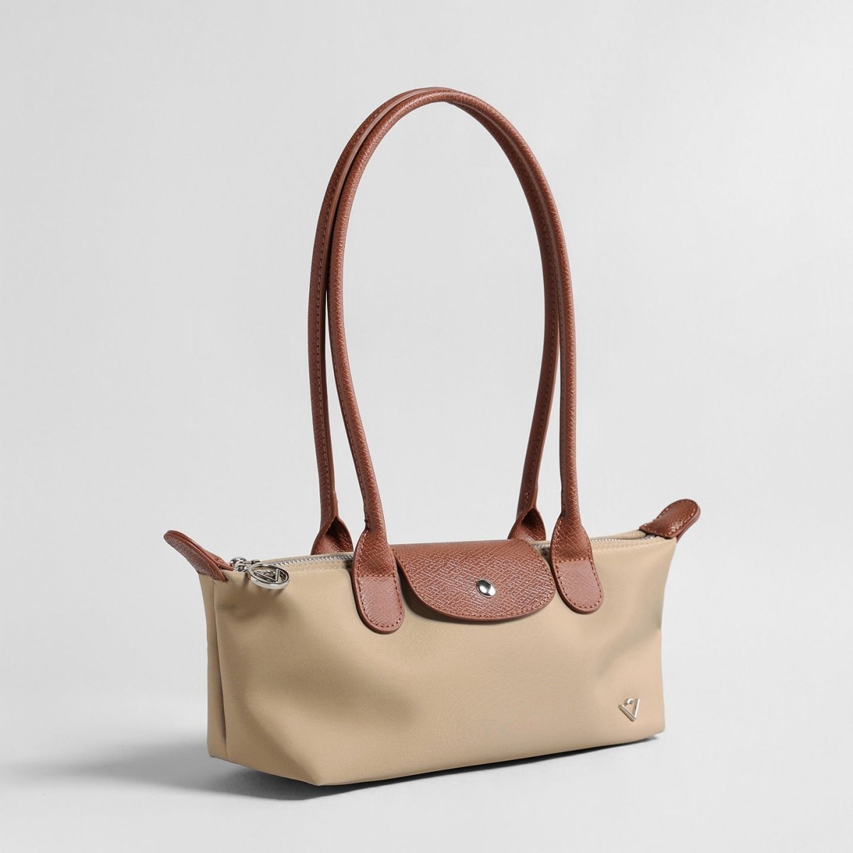 Nylon Dumpling Shoulder Bag – Water-Resistant Underarm Bag with Leather Trim