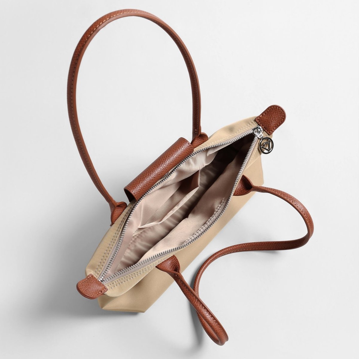Nylon Dumpling Shoulder Bag – Water-Resistant Underarm Bag with Leather Trim