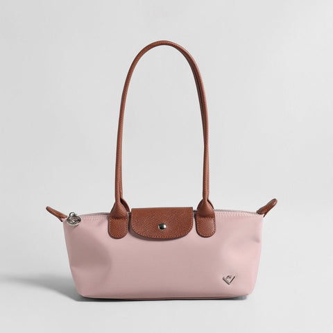Nylon Dumpling Shoulder Bag – Water-Resistant Underarm Bag with Leather Trim