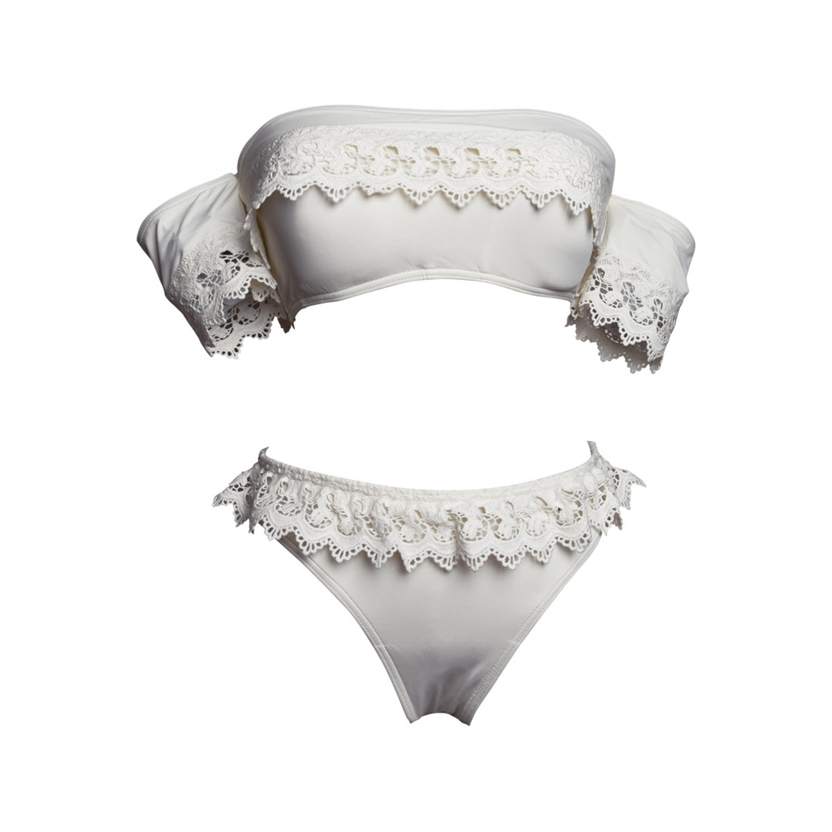 off shoulder white sexy bandeau bikini set all white 4