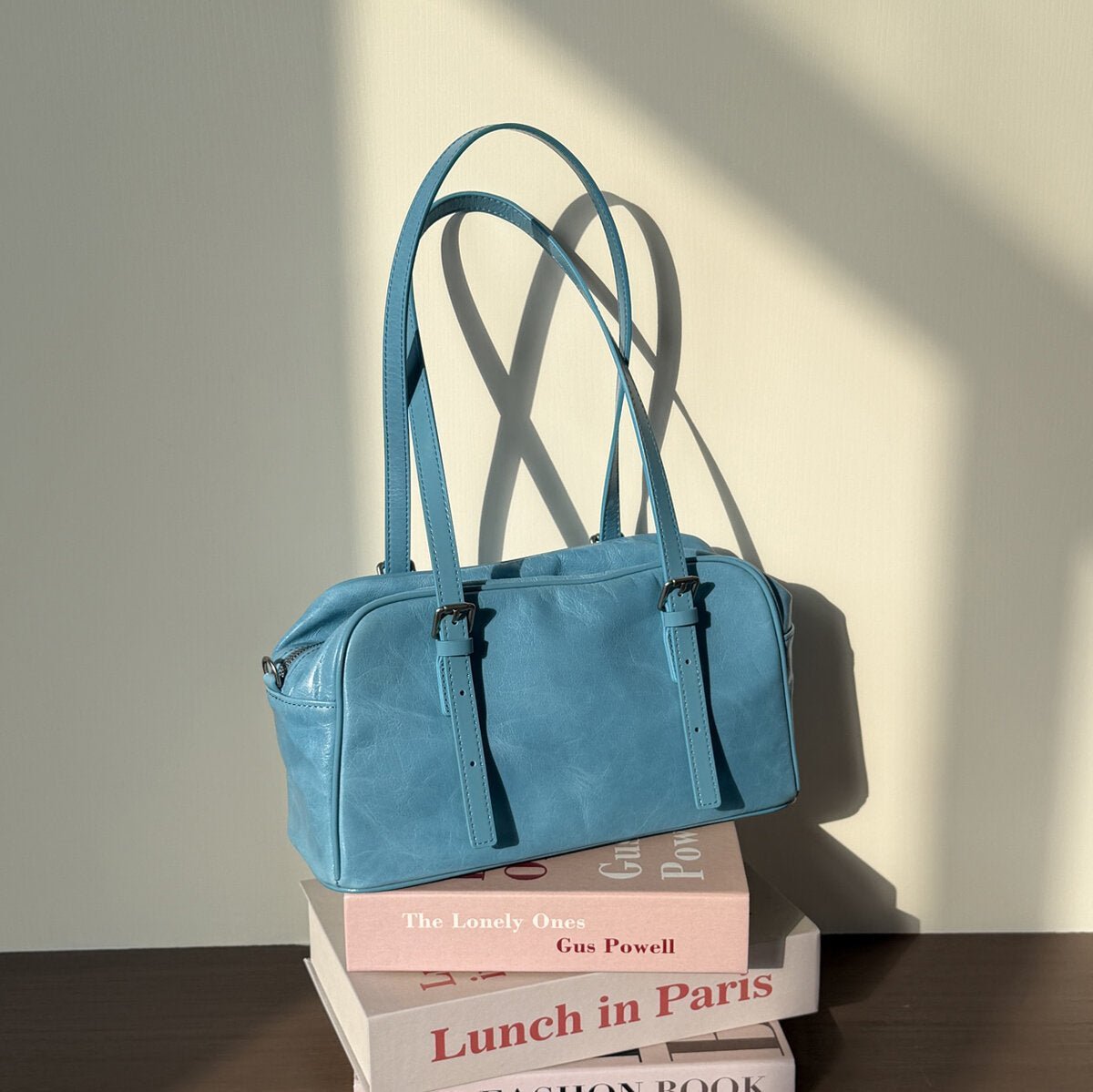 Oil-Wax Leather Boston Bowling Shoulder Bag – Vintage Boxy Toast Handbag