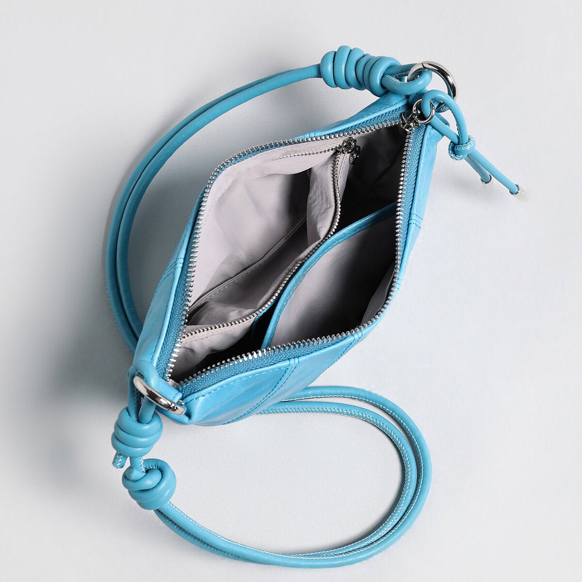 Oil-Wax Leather Crescent Shoulder Bag – Knotted Strap Crossbody