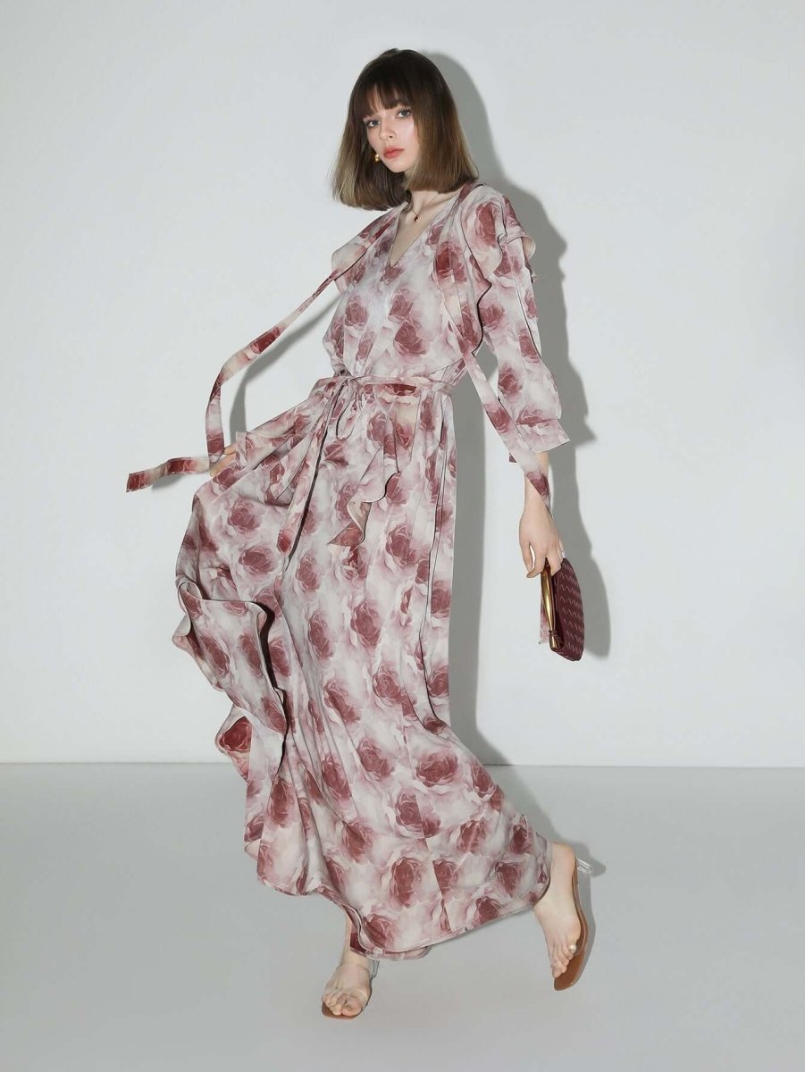 old rose floral ruffled maxi dress all floral 2