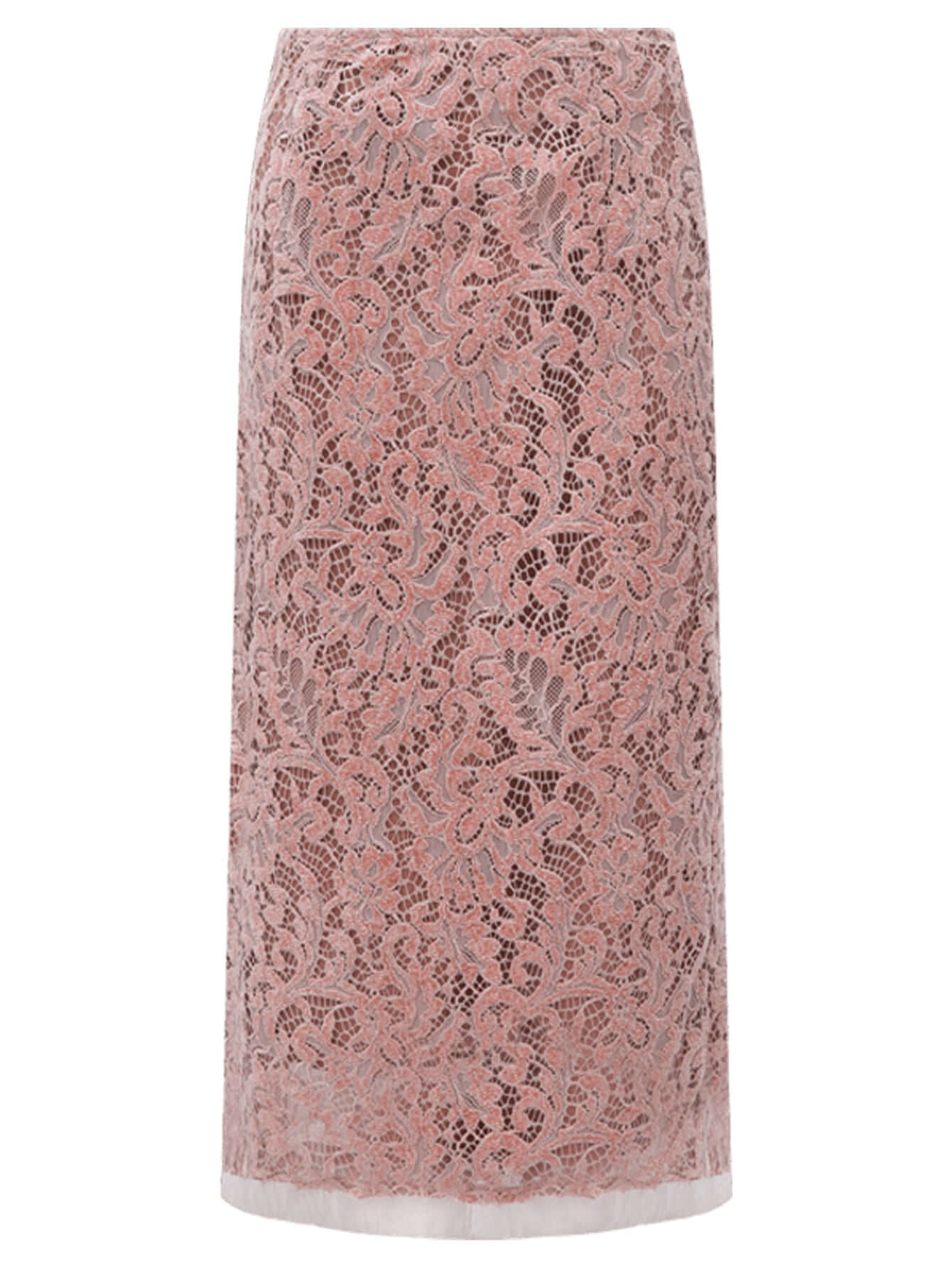 old rose silk velvet lace embroidered below the knee skirt all redbean 4