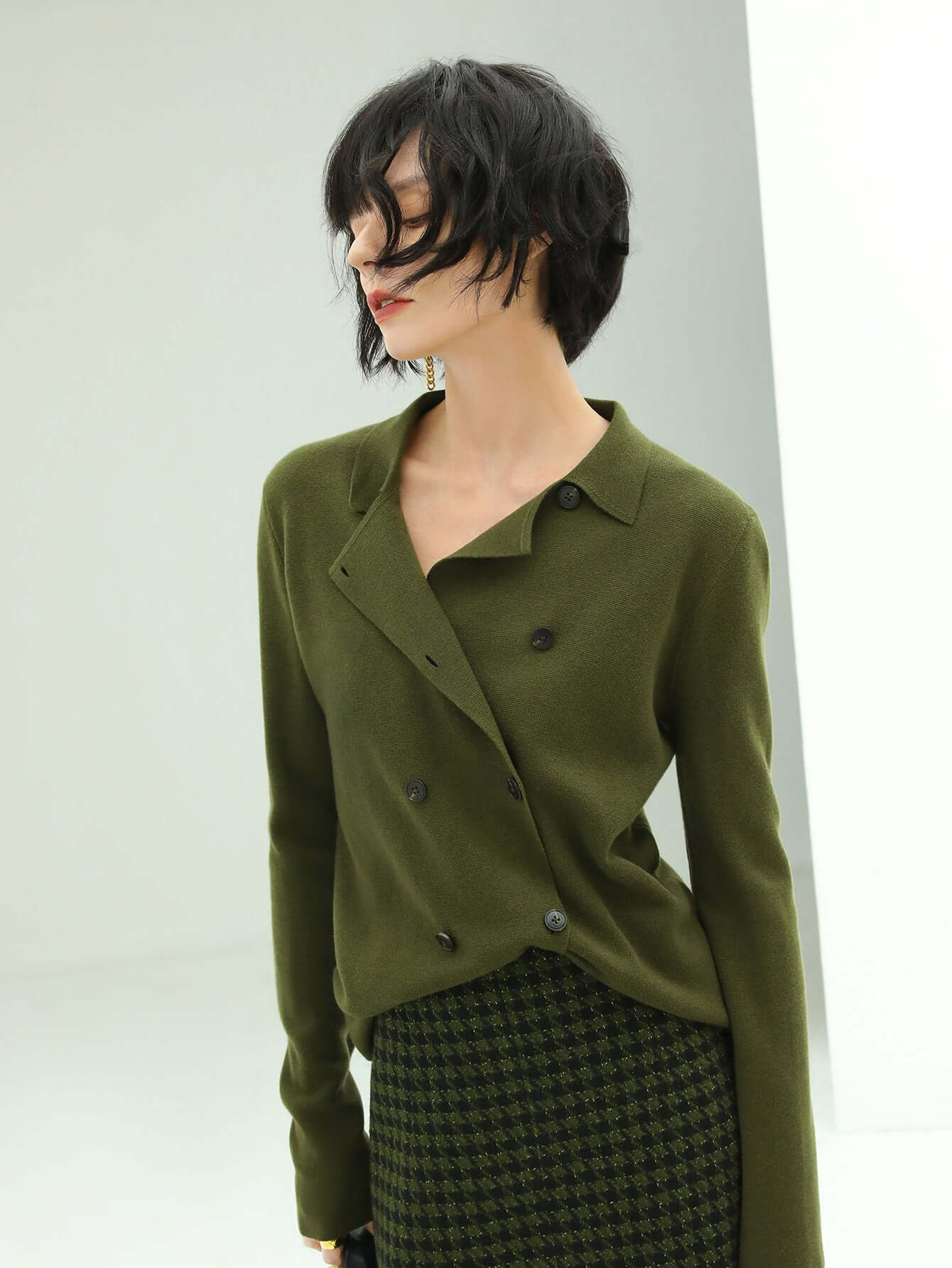 olive green double breasted cardigan all olive 1