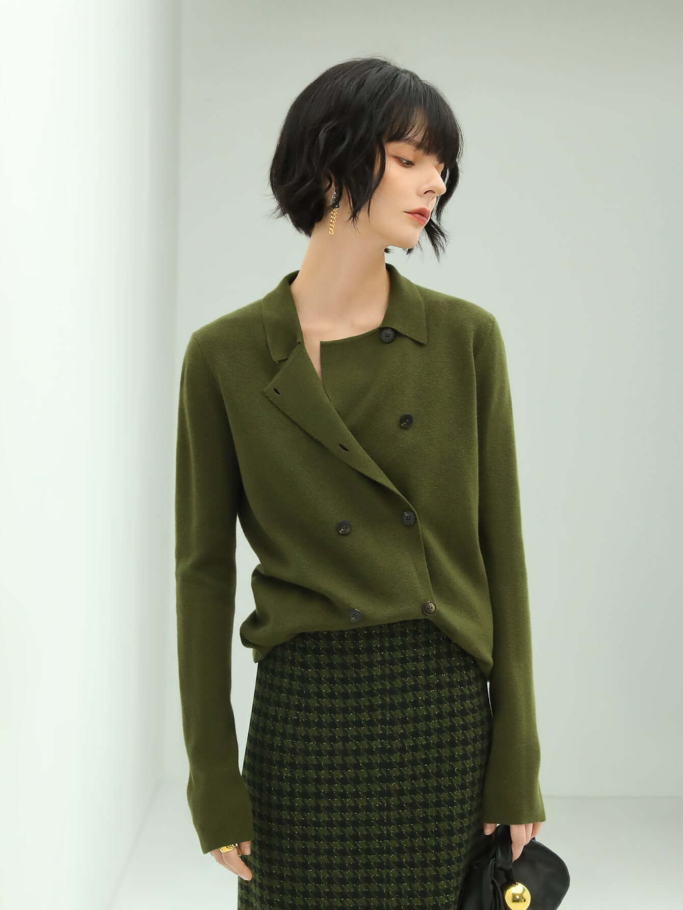 olive green double breasted cardigan all olive 2
