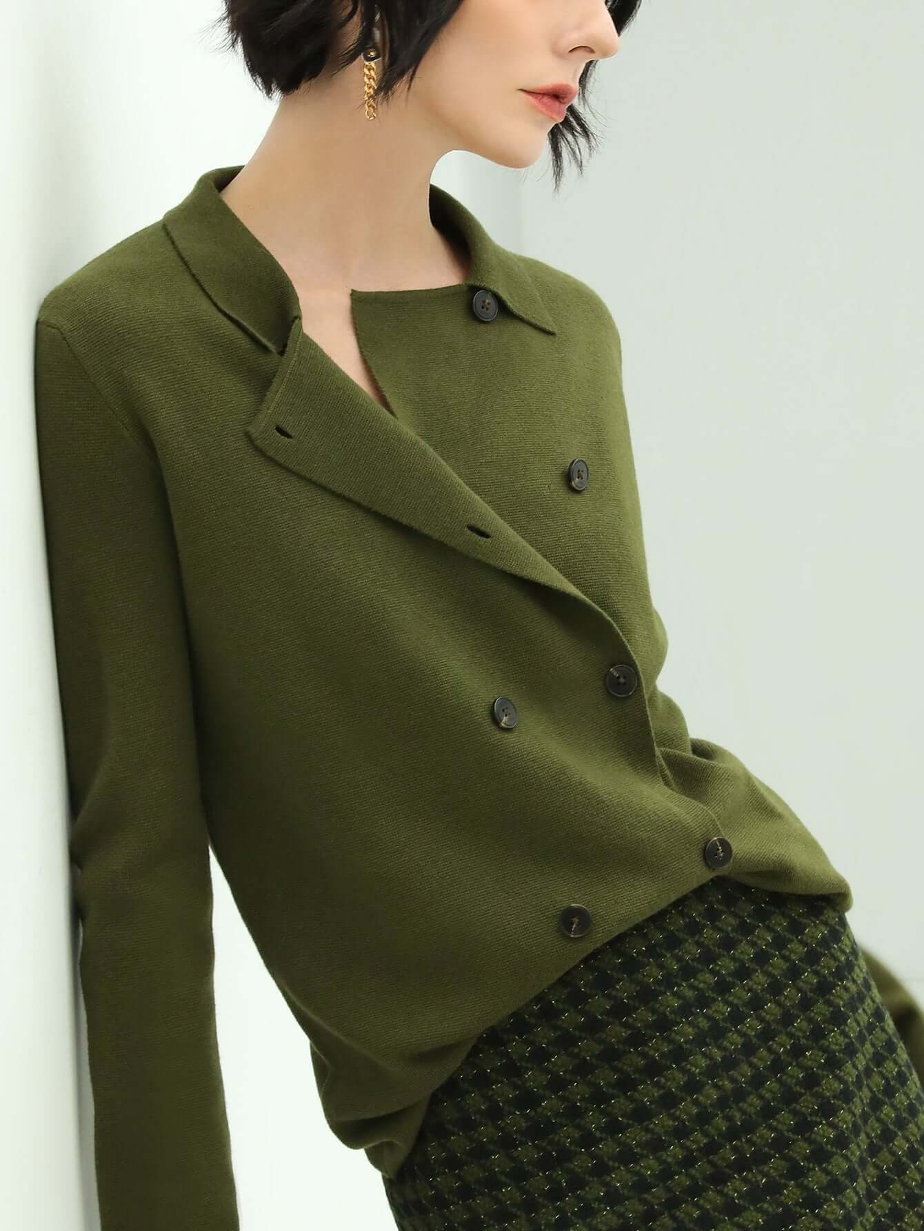 olive green double breasted cardigan all olive 3