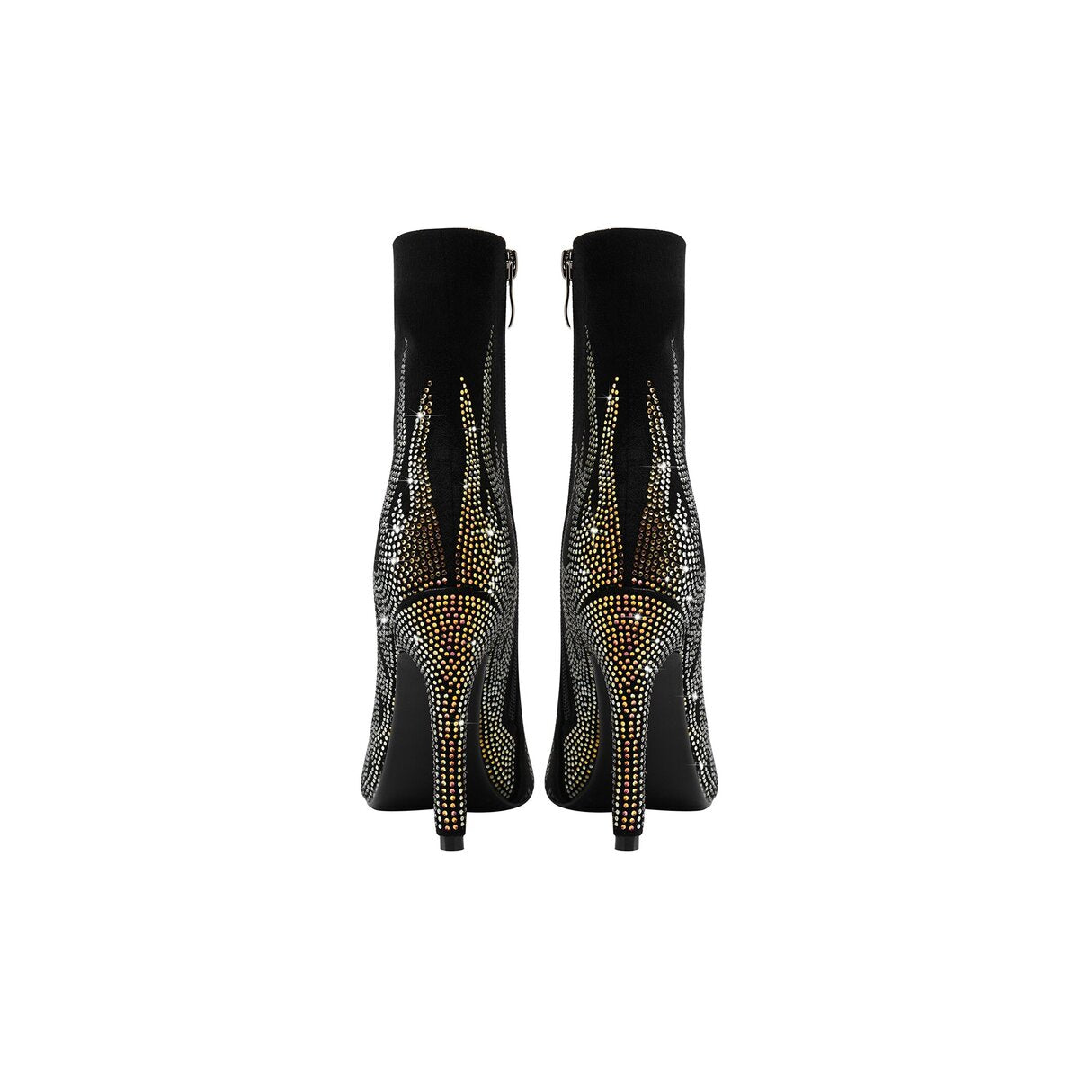 Ombré Crystal Flame Pointed Toe Stiletto Ankle Boots