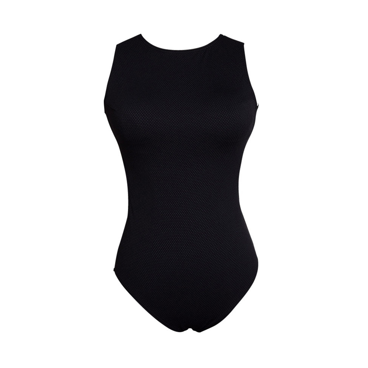 one piece open back athletic swimwear all black 4