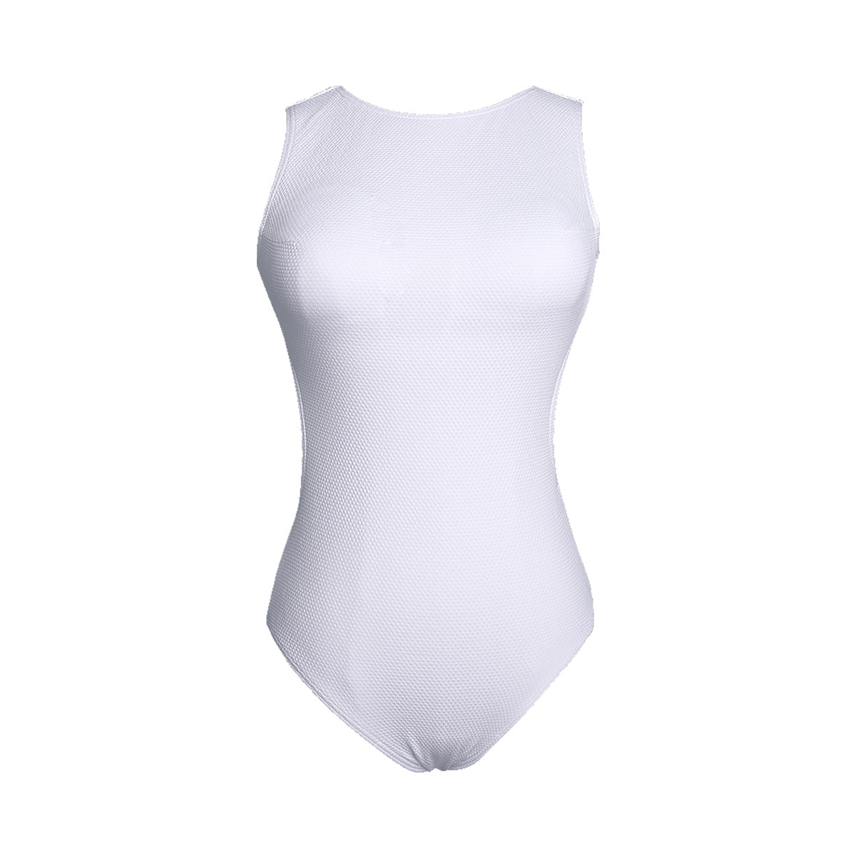 one piece open back athletic swimwear all white 4