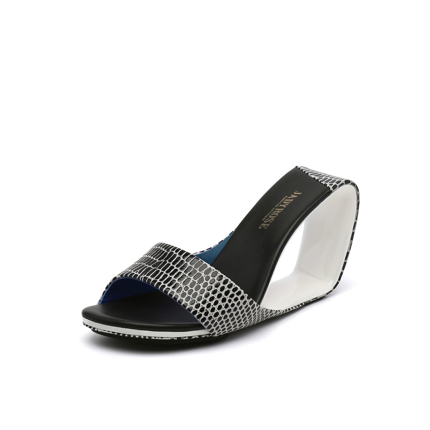 open toe architectural wedge sandals all black 2