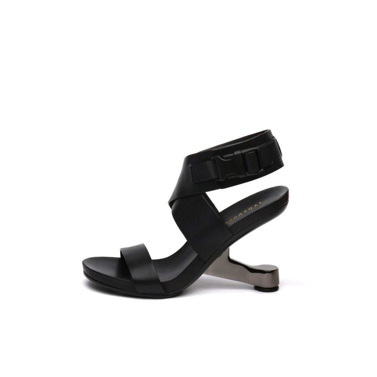 open toe buckle strap sandals all black 1