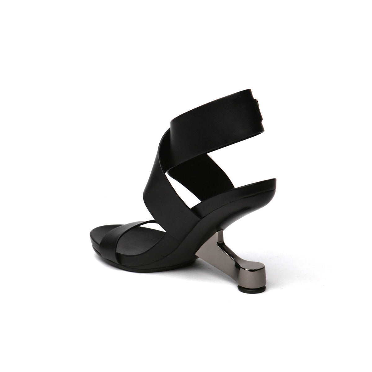 open toe buckle strap sandals all black 3