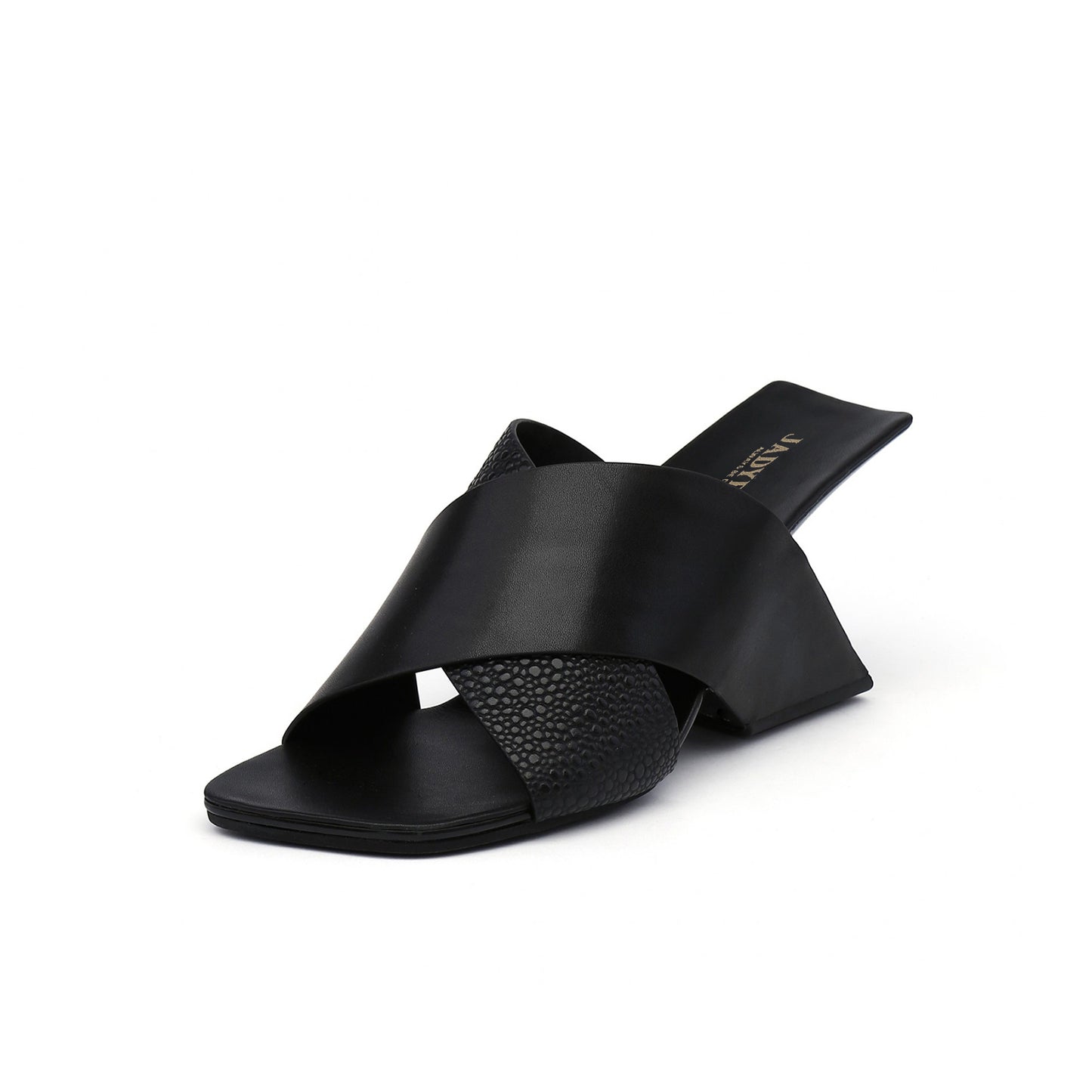 open toe criss cross sandals all black 2