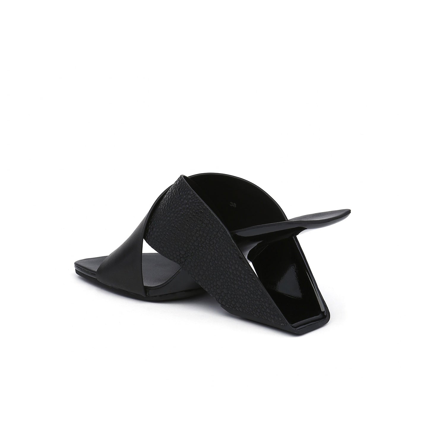 open toe criss cross sandals all black 4