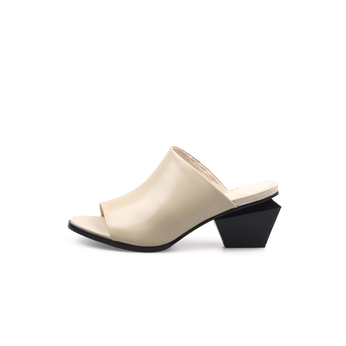 open toe mules with trapezoidal heels all apricot 1