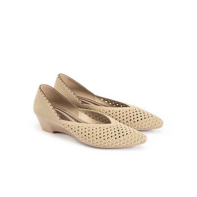 Open Weave Pointed Toe Wedge Work Shoes – Breathable Mesh Knit Commuter Pumps