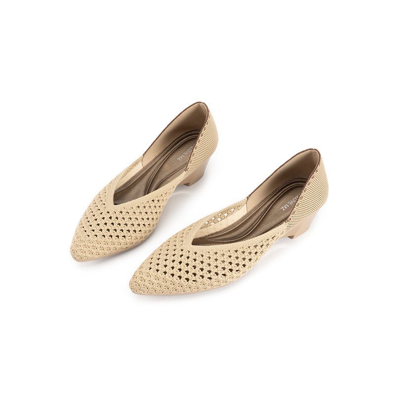Open Weave Pointed Toe Wedge Work Shoes – Breathable Mesh Knit Commuter Pumps