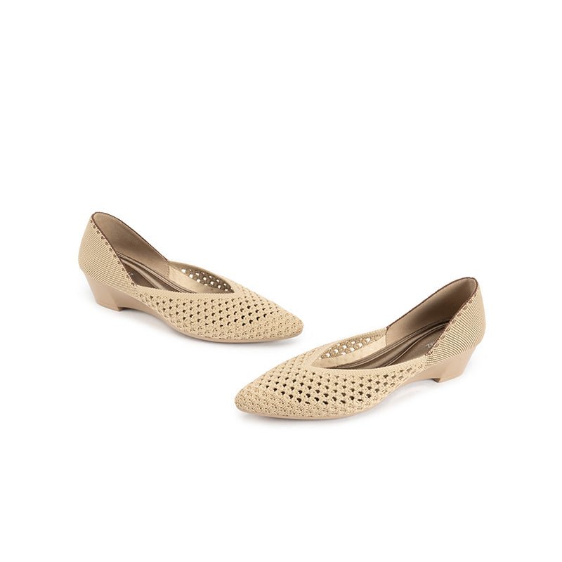 Open Weave Pointed Toe Wedge Work Shoes – Breathable Mesh Knit Commuter Pumps
