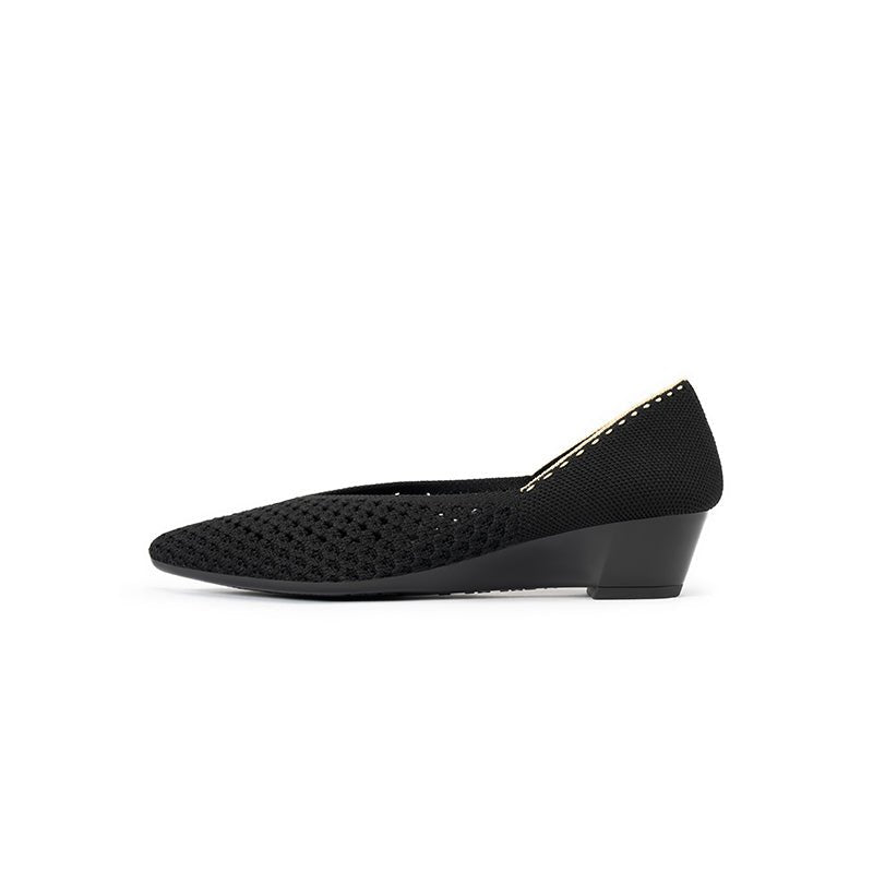 Open Weave Pointed Toe Wedge Work Shoes – Breathable Mesh Knit Commuter Pumps