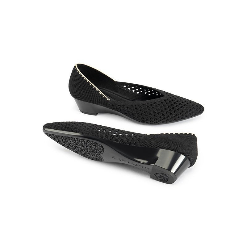 Open Weave Pointed Toe Wedge Work Shoes – Breathable Mesh Knit Commuter Pumps