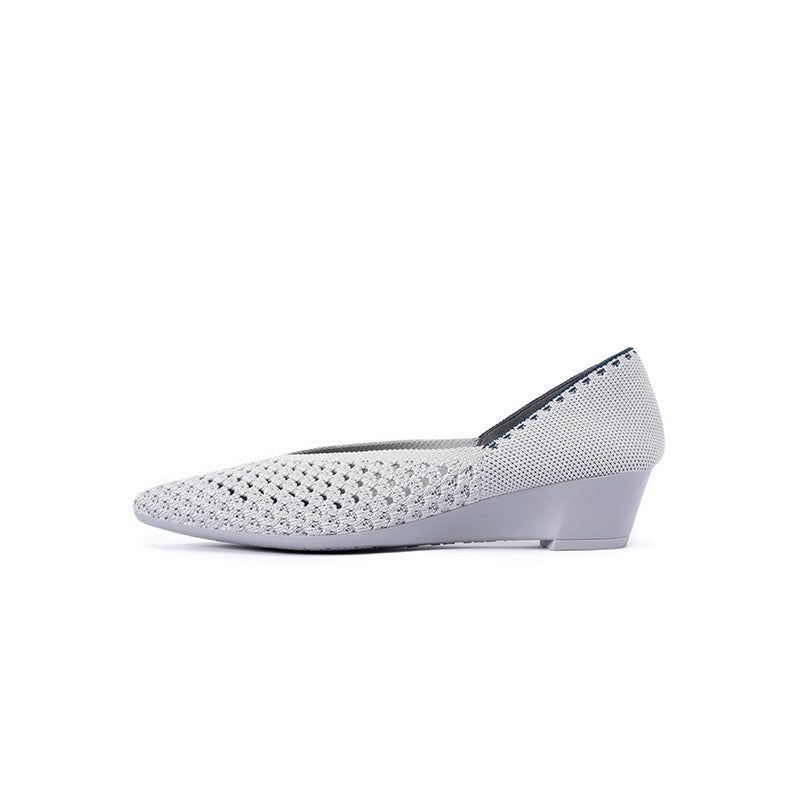 Open Weave Pointed Toe Wedge Work Shoes – Breathable Mesh Knit Commuter Pumps