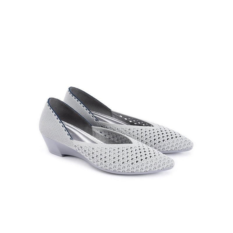 Open Weave Pointed Toe Wedge Work Shoes – Breathable Mesh Knit Commuter Pumps